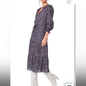 NWT Paige Kaylynn Floral Metallic Thread Cotton Blend Dress